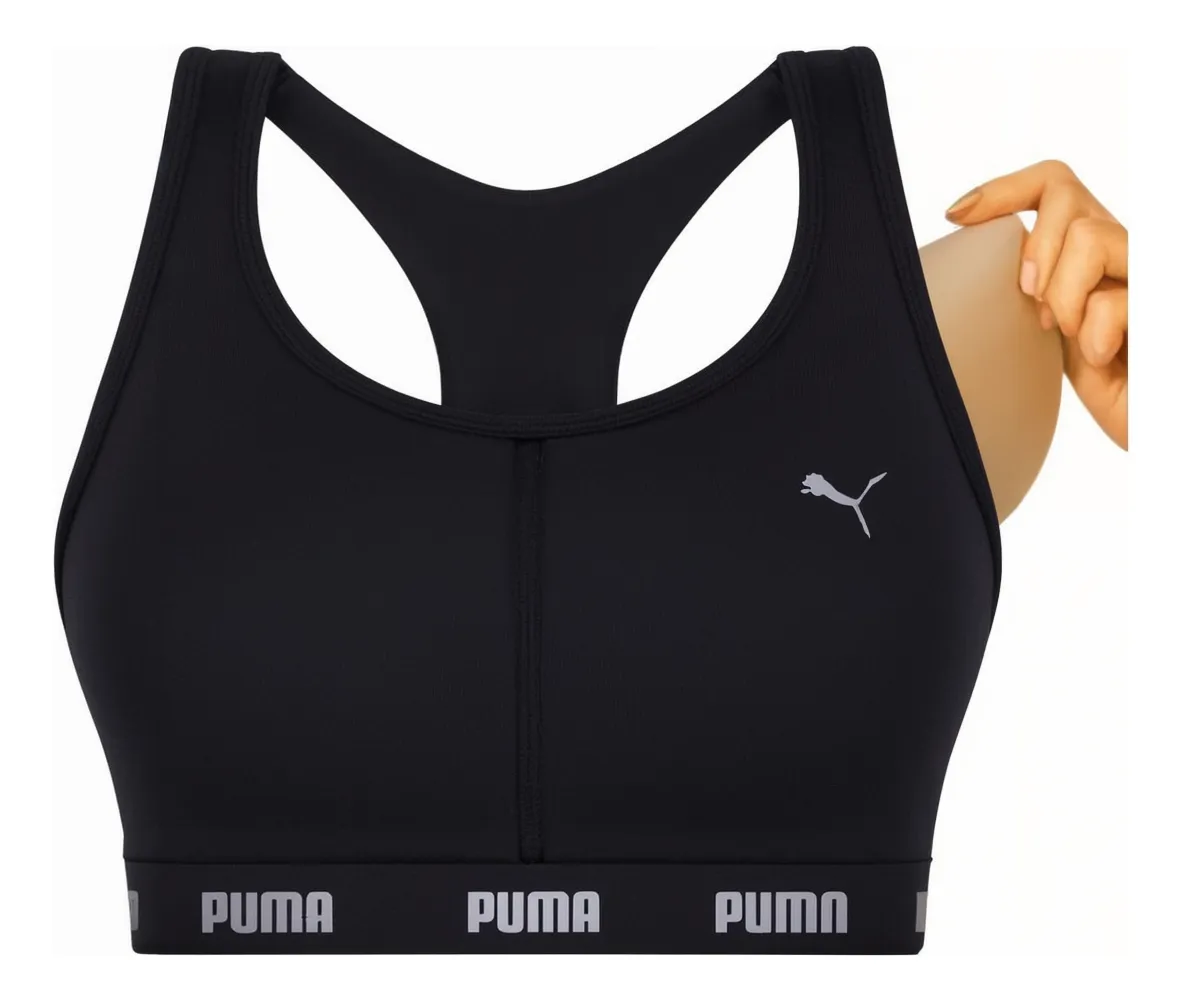 Top Puma Fitness Feminino com Bojo Removível Alta Sustentação para Academia e Treino