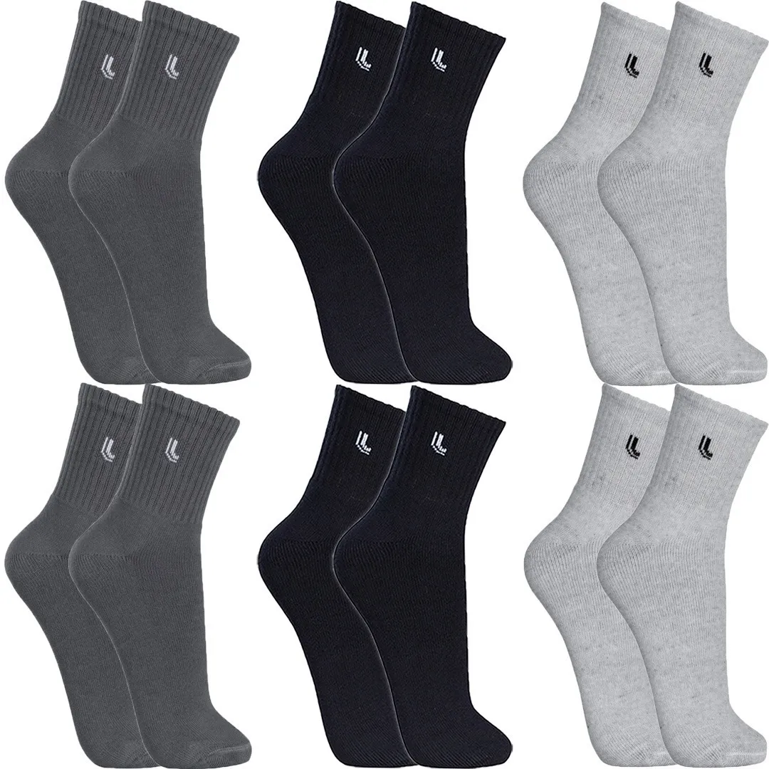 Kit com 6 Pares de Meias Lupo Cano Médio para Academia Original Confortáveis e Resistentes