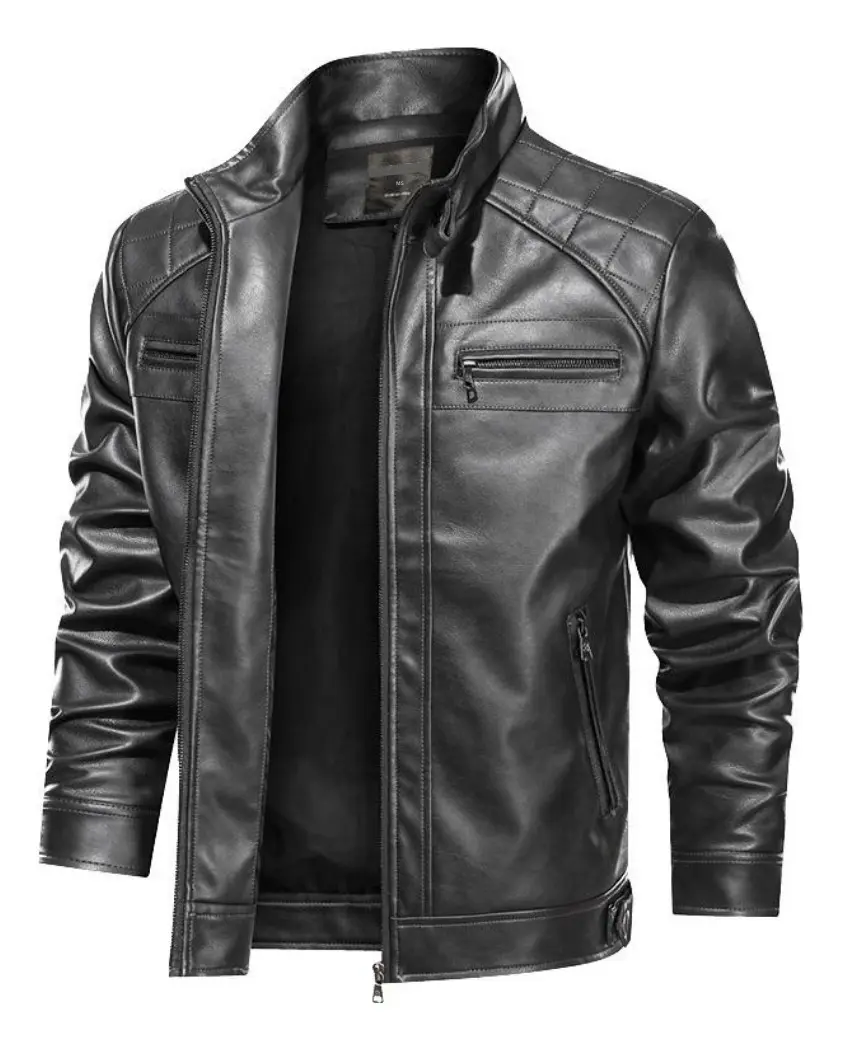 Jaqueta Masculina de Couro Slim Forrada para Inverno Estilo Casual e Elegante