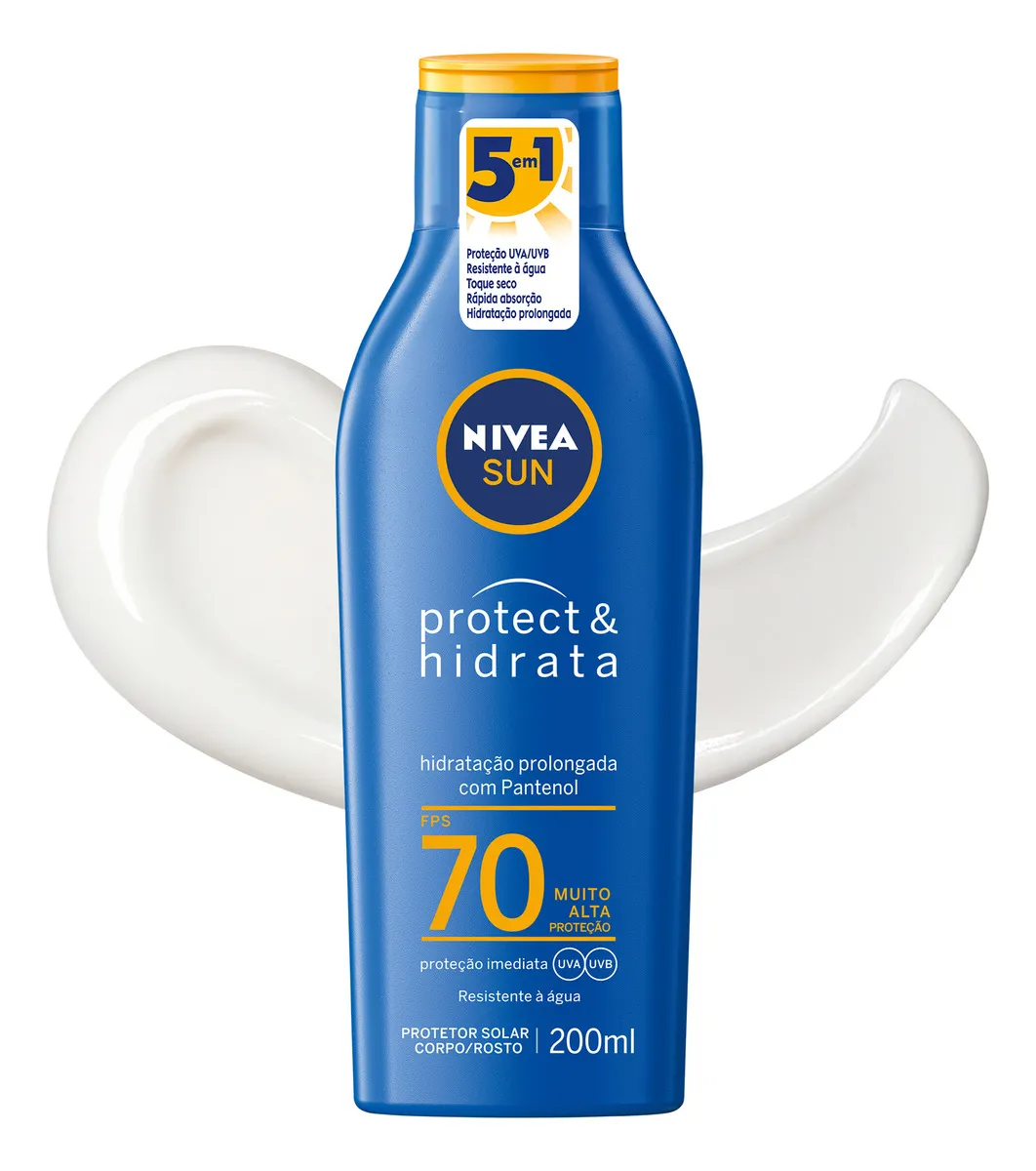 NIVEA Sun Protetor Solar Protect & Hidrata FPS 70 200ml Alta Proteção e Hidratação