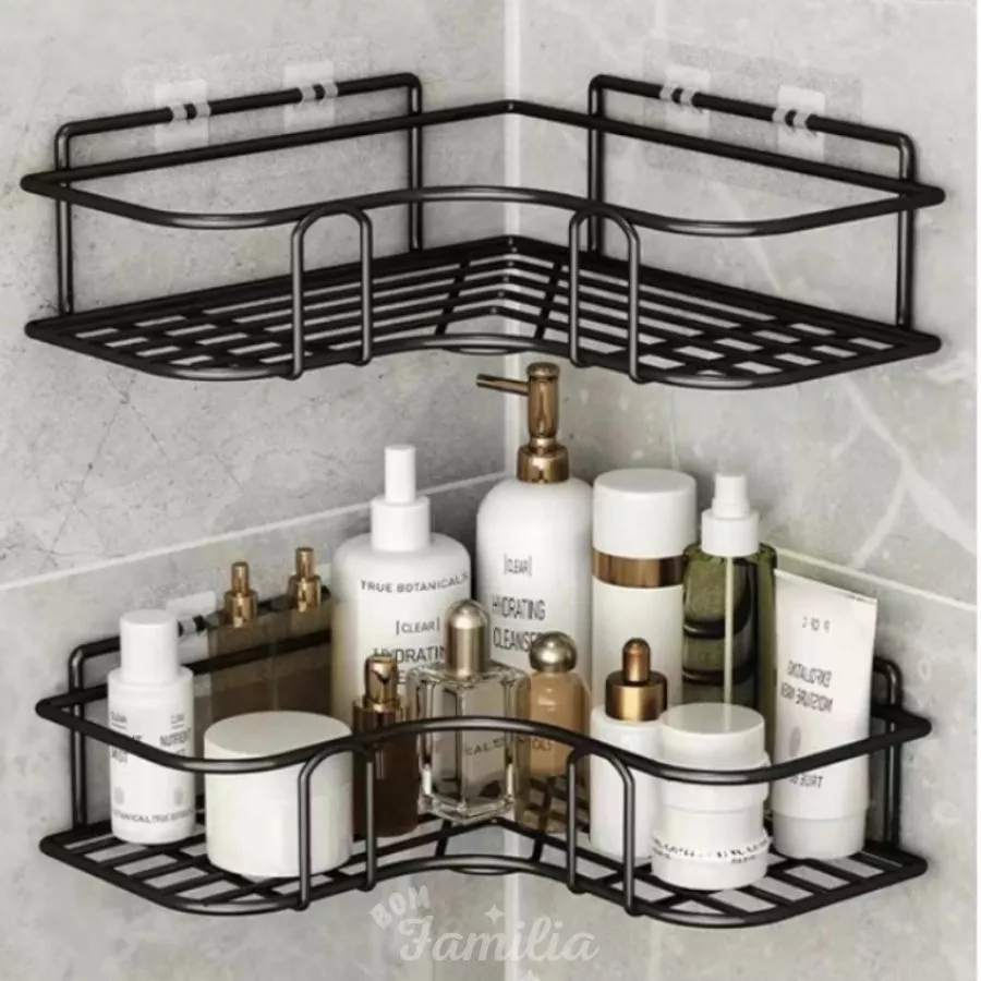 Kit Prateleiras Adesivas para Banheiro e Cozinha – Suporte de Parede Organizador para Shampoo e Sabonete