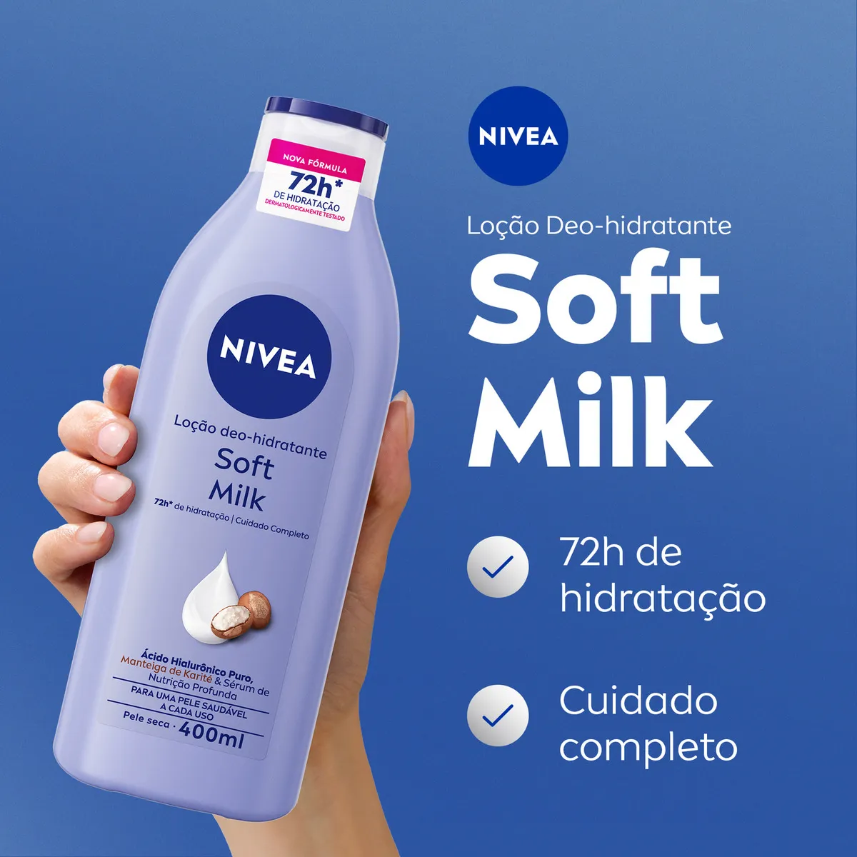 NIVEA Loção Deo-Hidratante Corporal Soft Milk 400ml Hidratação Intensa para Pele Seca