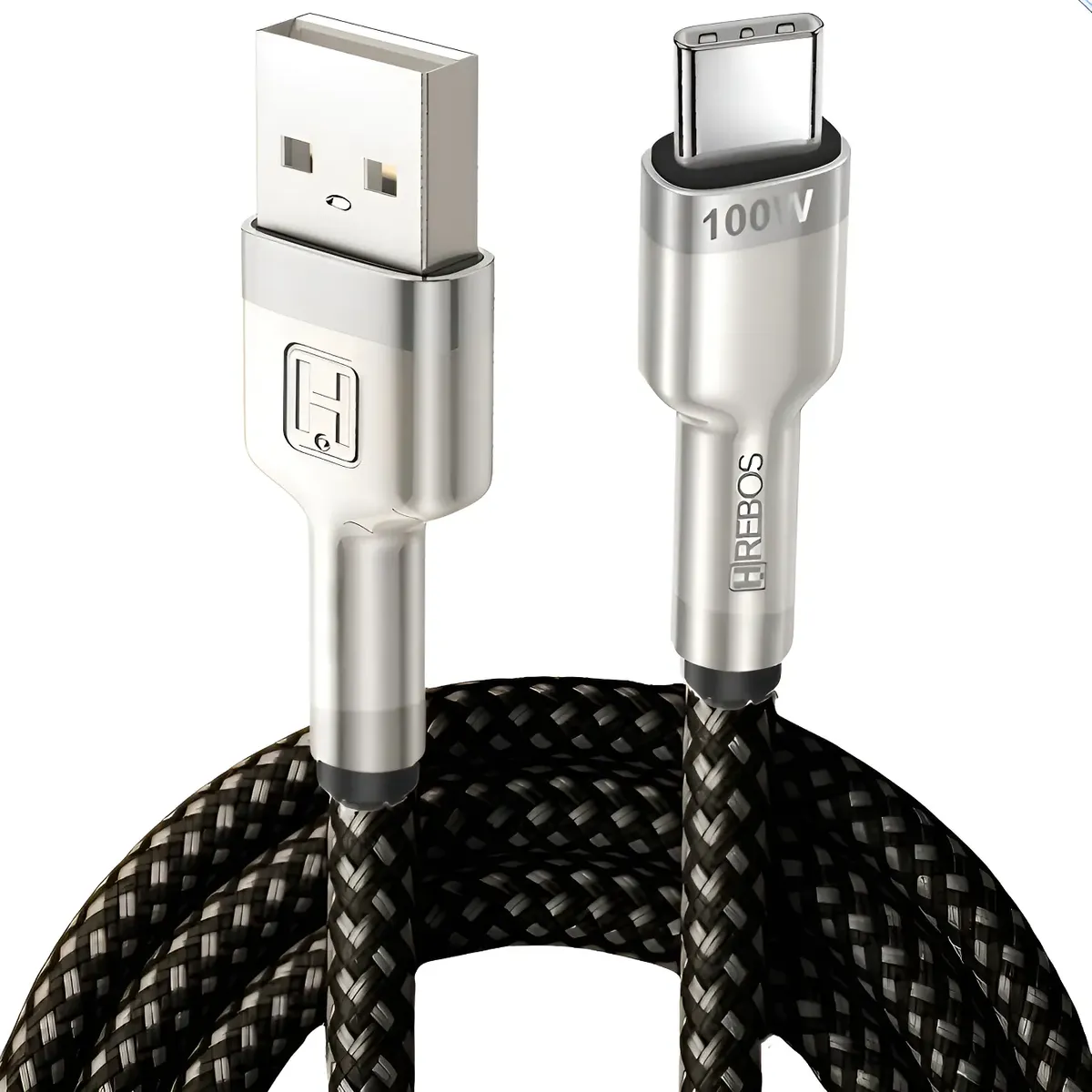 Cabo USB Tipo C 2 Metros 100W Reforçado Carregamento Rápido para Celular e Tablet