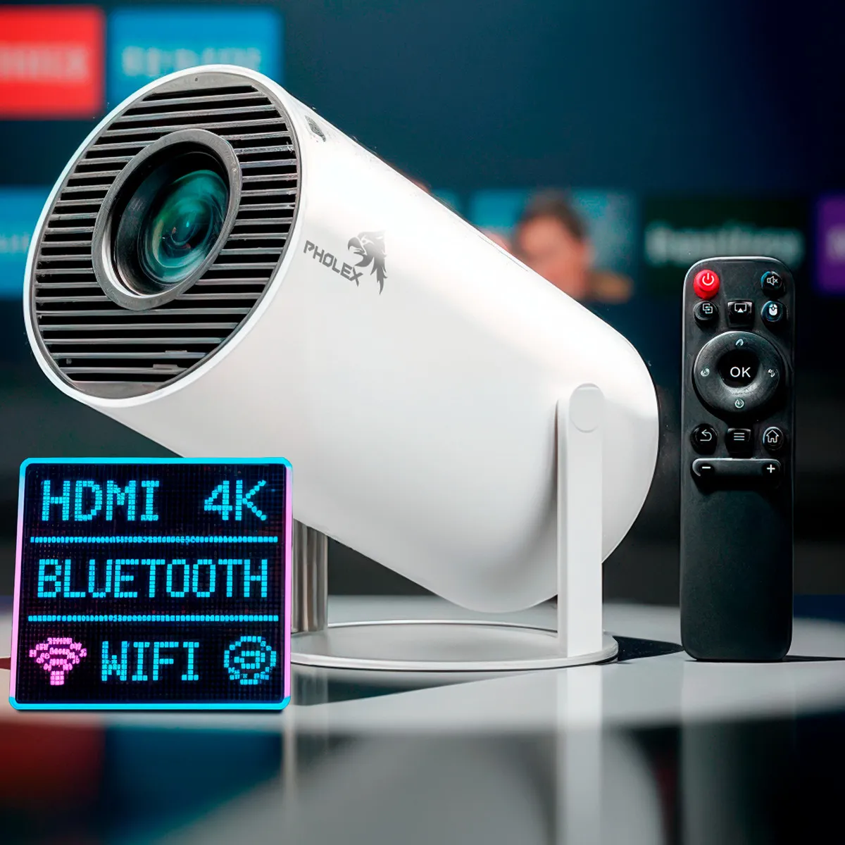 Projetor HY300 Smart Portátil Full HD Android Wi-Fi para Casa e Filmes